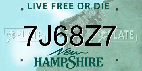 7J68Z7 New Hampshire License Plate