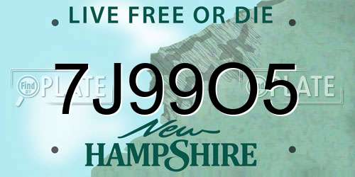 7J99O5 New Hampshire License Plate