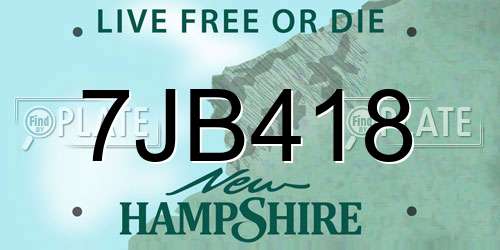 7JB418 New Hampshire License Plate