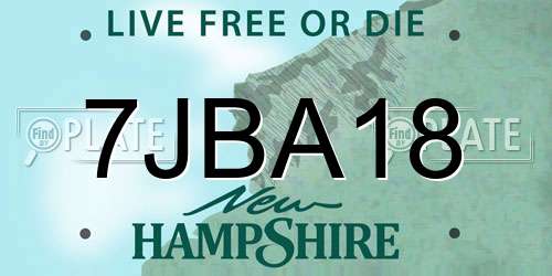 7JBA18 New Hampshire License Plate
