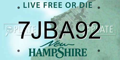 7JBA92 New Hampshire License Plate