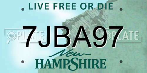 7JBA97 New Hampshire License Plate
