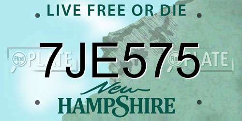 7JE575 New Hampshire License Plate