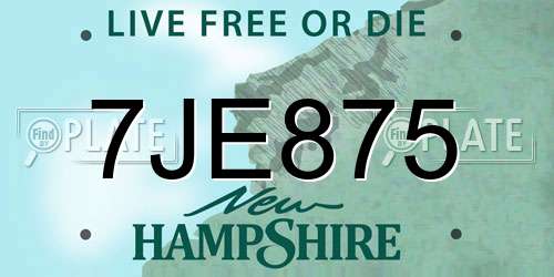 7JE875 New Hampshire License Plate