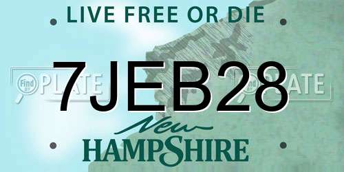 7JEB28 New Hampshire License Plate