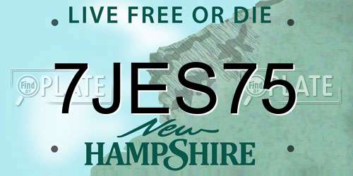 7JES75 New Hampshire License Plate