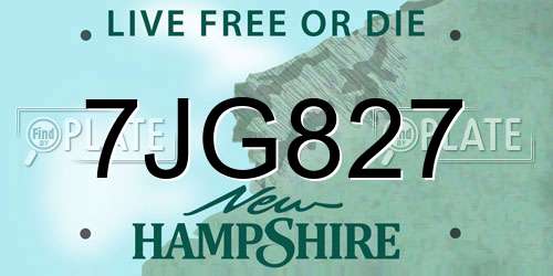 7JG827 New Hampshire License Plate