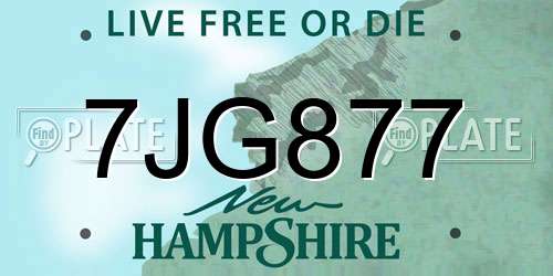7JG877 New Hampshire License Plate