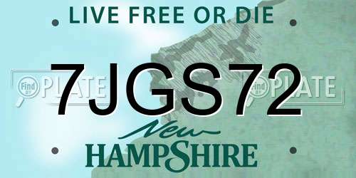 7JGS72 New Hampshire License Plate