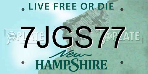 7JGS77 New Hampshire License Plate