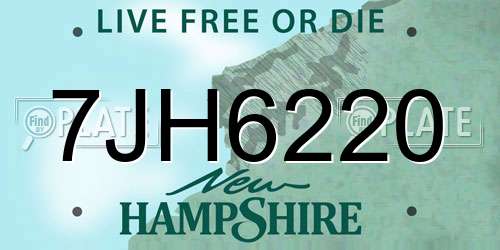 7JH6220 New Hampshire License Plate