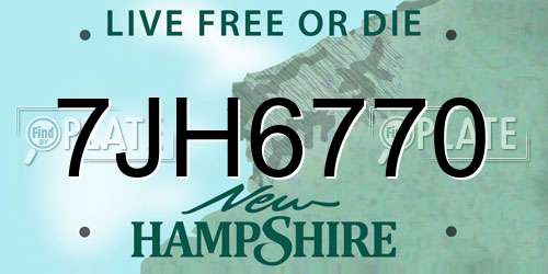 7JH6770 New Hampshire License Plate