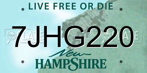 7JHG220 New Hampshire License Plate