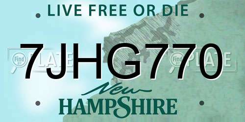 7JHG770 New Hampshire License Plate