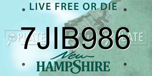 7JIB986 New Hampshire License Plate