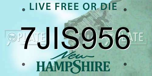 7JIS956 New Hampshire License Plate