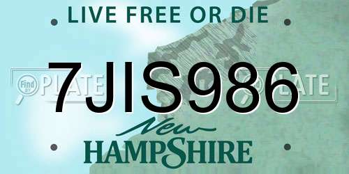 7JIS986 New Hampshire License Plate