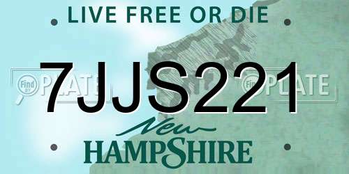 7JJS221 New Hampshire License Plate