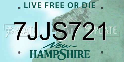 7JJS721 New Hampshire License Plate