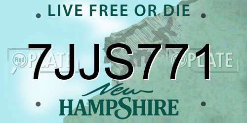 7JJS771 New Hampshire License Plate