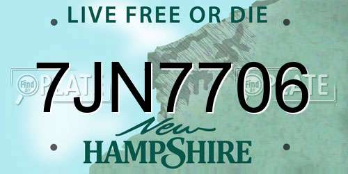 7JN7706 New Hampshire License Plate