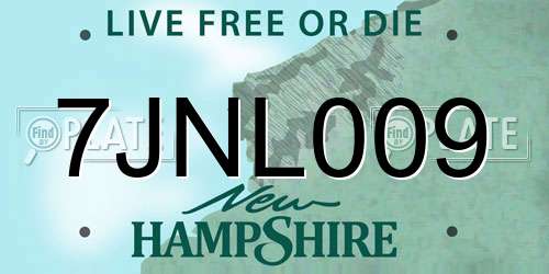 7JNL009 New Hampshire License Plate