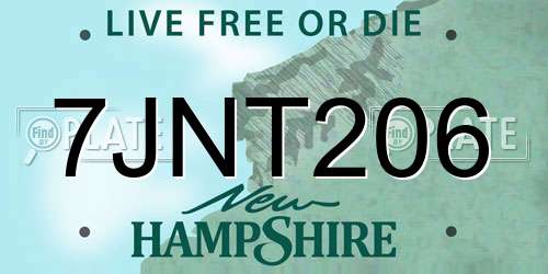 7JNT206 New Hampshire License Plate