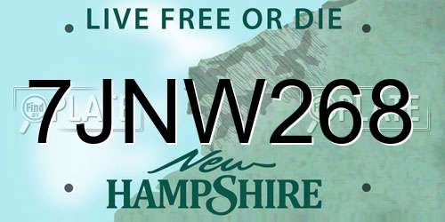7JNW268 New Hampshire License Plate