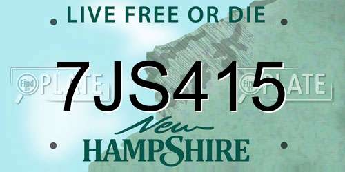 7JS415 New Hampshire License Plate