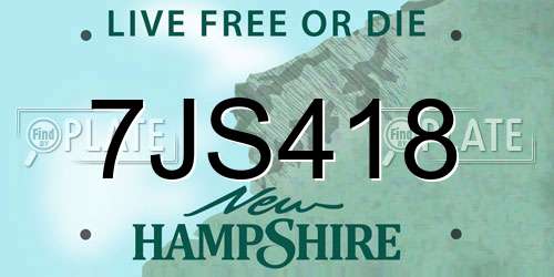 7JS418 New Hampshire License Plate