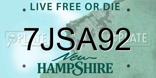 7JSA92 New Hampshire License Plate