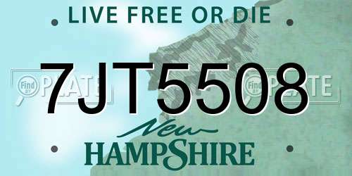 7JT5508 New Hampshire License Plate