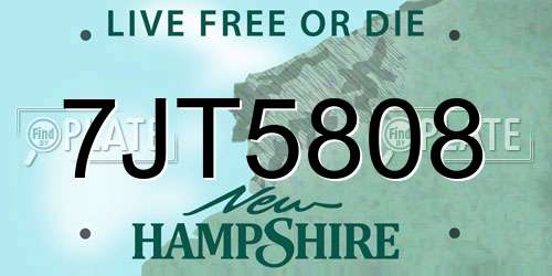 7JT5808 New Hampshire License Plate