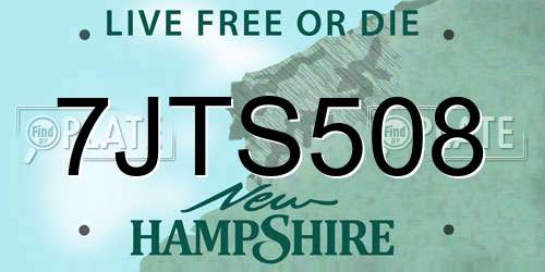 7JTS508 New Hampshire License Plate