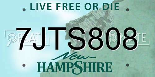 7JTS808 New Hampshire License Plate