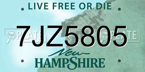 7JZ5805 New Hampshire License Plate