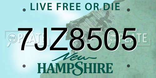 7JZ8505 New Hampshire License Plate