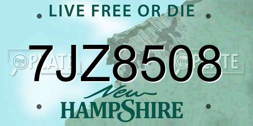 7JZ8508 New Hampshire License Plate
