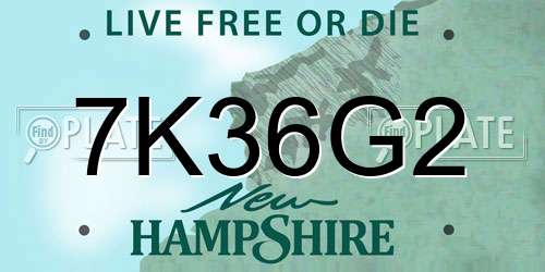 7K36G2 New Hampshire License Plate