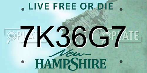 7K36G7 New Hampshire License Plate