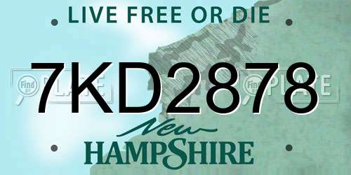 7KD2878 New Hampshire License Plate