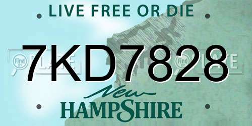 7KD7828 New Hampshire License Plate