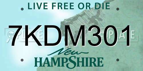 7KDM301 New Hampshire License Plate