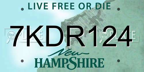 7KDR124 New Hampshire License Plate
