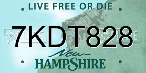 7KDT828 New Hampshire License Plate