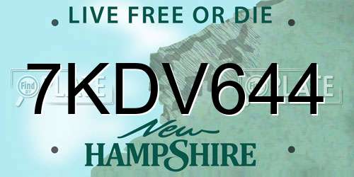 7KDV644 New Hampshire License Plate