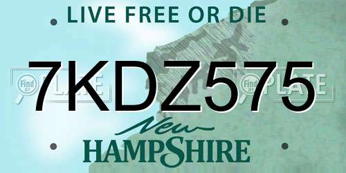7KDZ575 New Hampshire License Plate