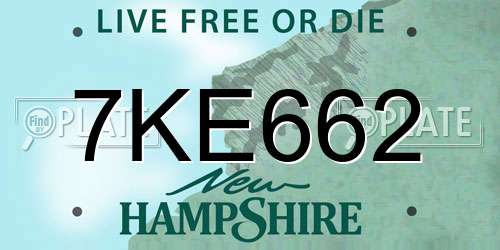7KE662 New Hampshire License Plate