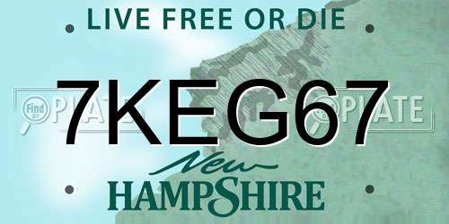7KEG67 New Hampshire License Plate