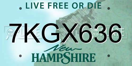 7KGX636 New Hampshire License Plate
